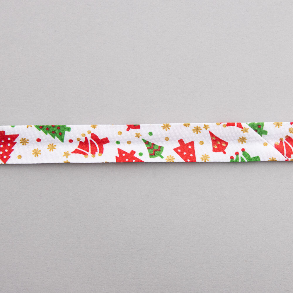White Christmas Tree Bias Tape 18mm - Ribes y Casals