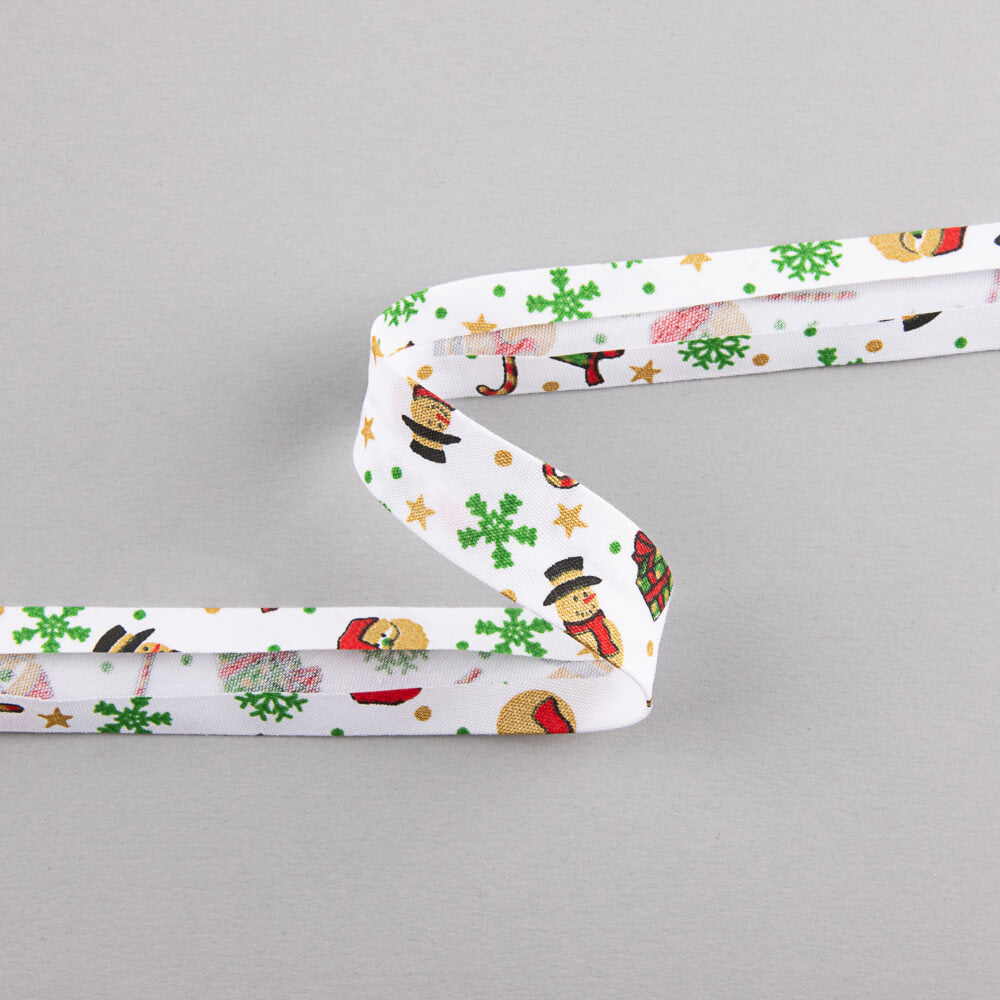 White Christmas Dolls Bias Tape 18mm - Ribes y Casals
