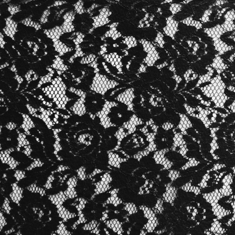 Lace Reembroidered Flowers Black - Ribes y Casals