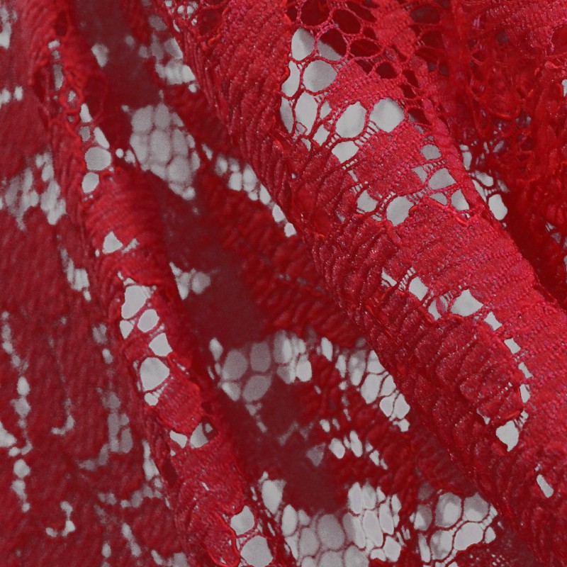 Lace Reembroidered Flowers Red - Ribes y Casals