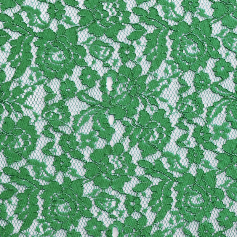 Lace Reembroidered Flowers Green - Ribes y Casals