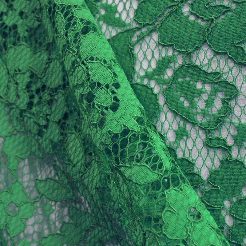 Lace Reembroidered Flowers Green - Ribes y Casals