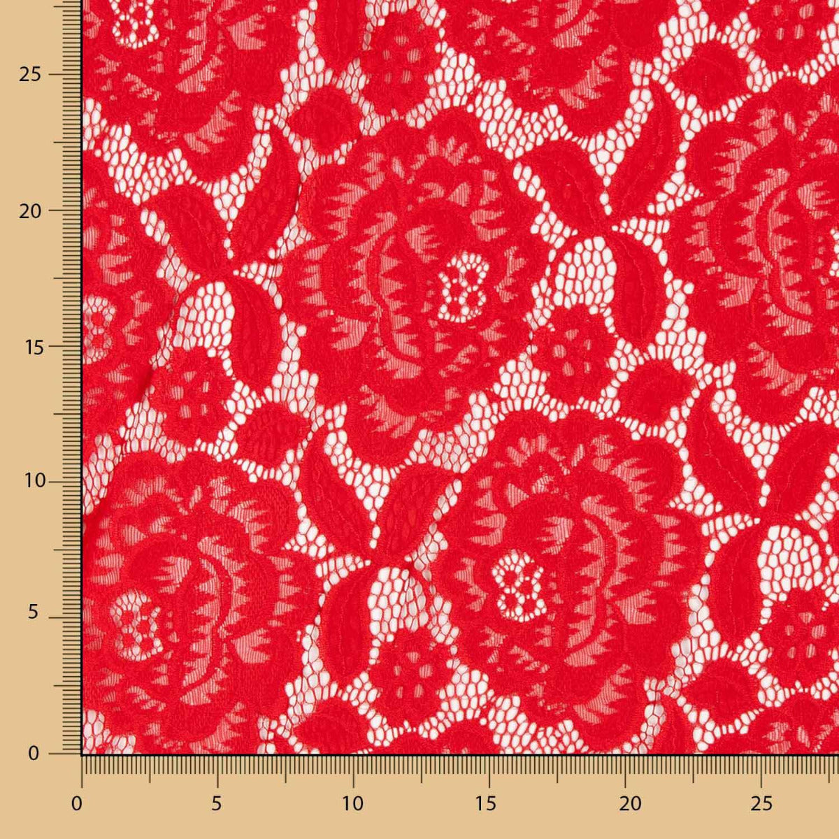 Retal Blonda Flores Spandex Roja 140x145 cm - Ribes y Casals