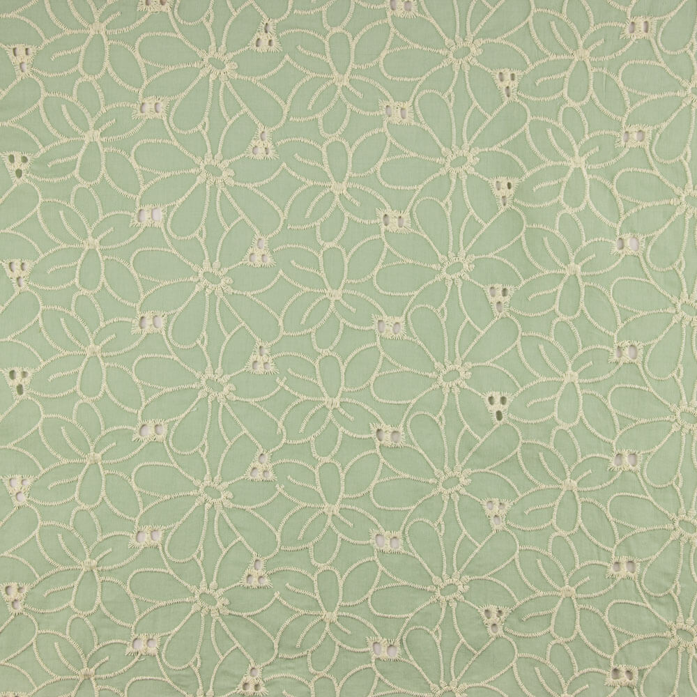 Swiss Embroidery Daisy Green - Ribes y Casals