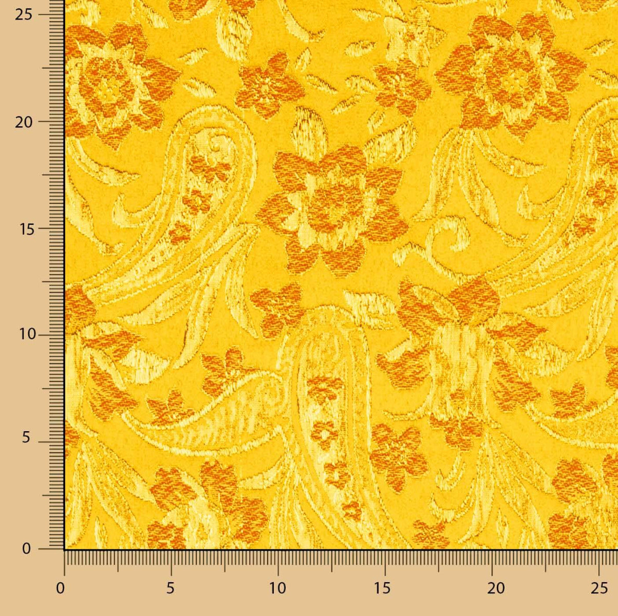 Lurex Brocade Flower Yellow Red Golden - Ribes y Casals