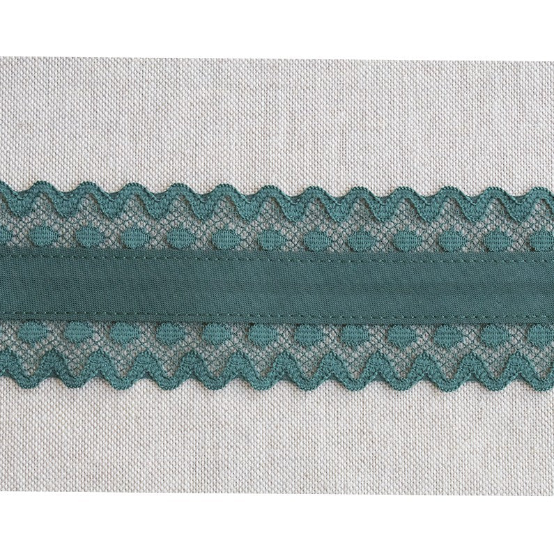 Lace Bias Embroidery Green 53mm - Ribes y Casals
