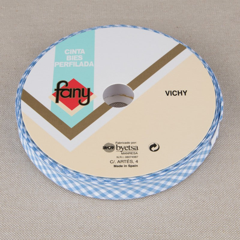 Lace Bias Vichy Blue Sky 18mm - Ribes y Casals