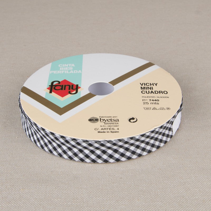 Lace Bias Vichy Black 18mm - Ribes y Casals