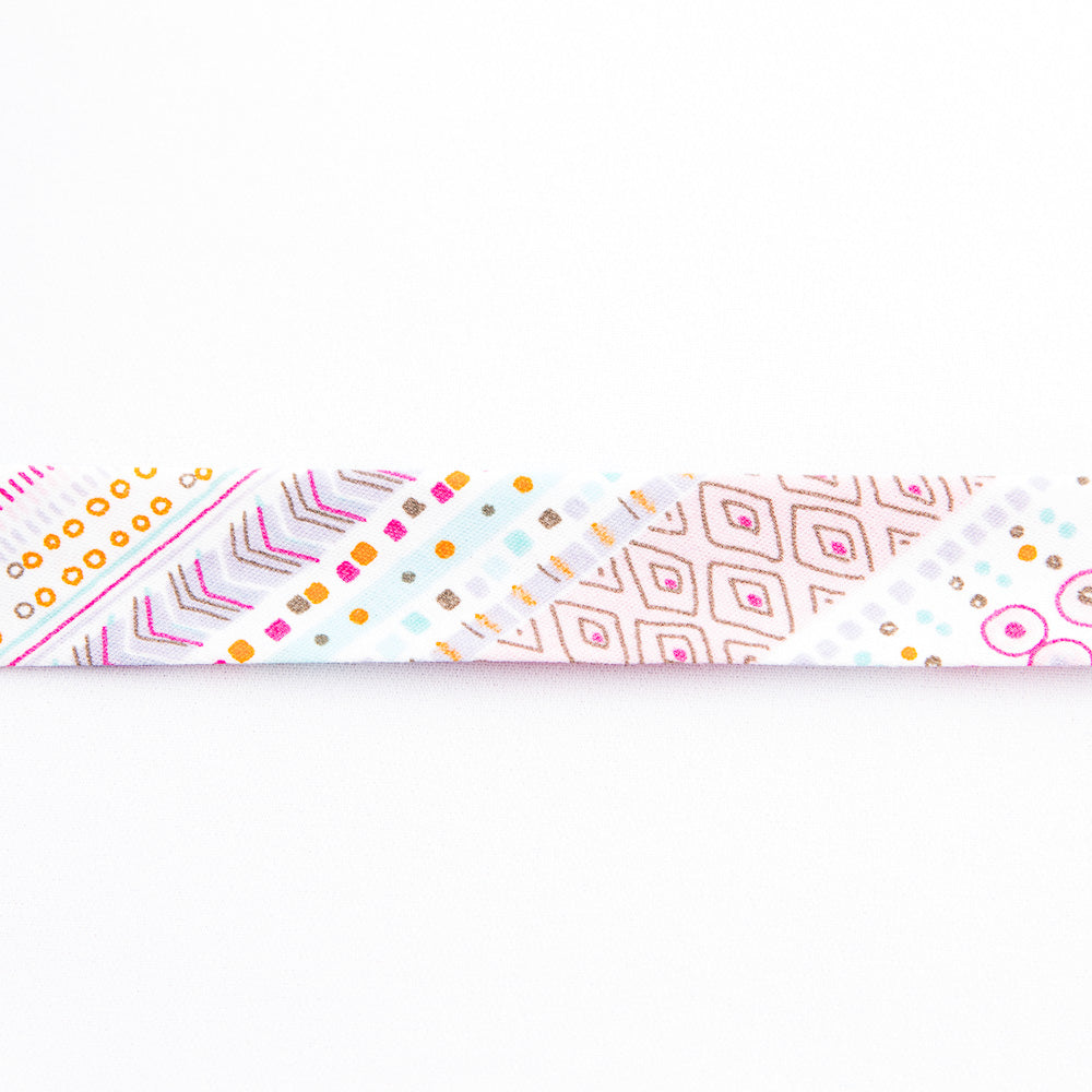 Pink Geo Bias Ribbon 18 mm - Ribes y Casals