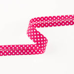 Fuchsia Polka Dot Bias Ribbon 18mm - Ribes y Casals