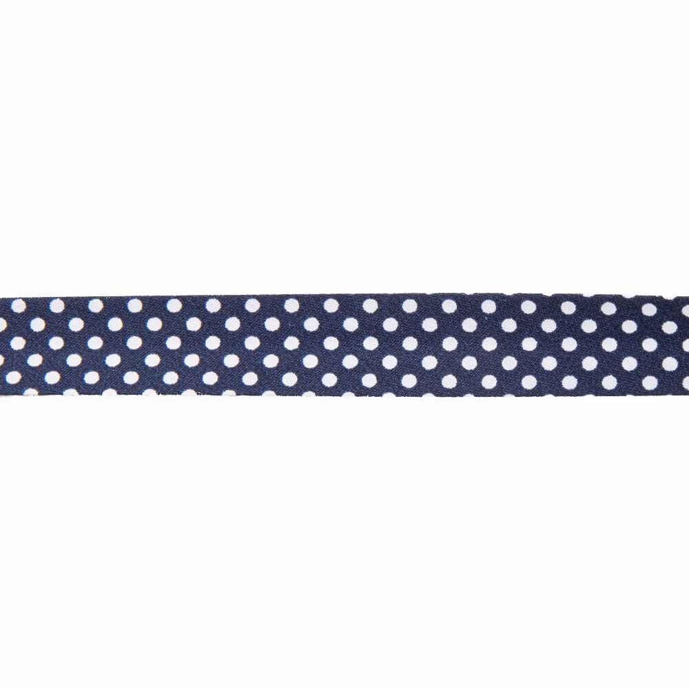 Navy Polka Dot Bias Tape 18mm - Ribes y Casals