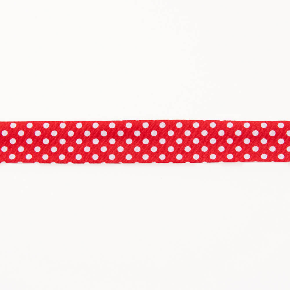 Red Polka Dot Bias Ribbon 18mm - Ribes y Casals