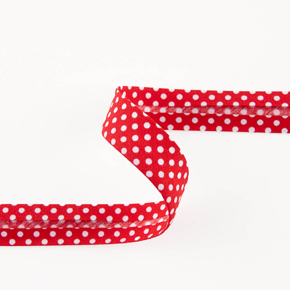 Red Polka Dot Bias Ribbon 18mm - Ribes y Casals