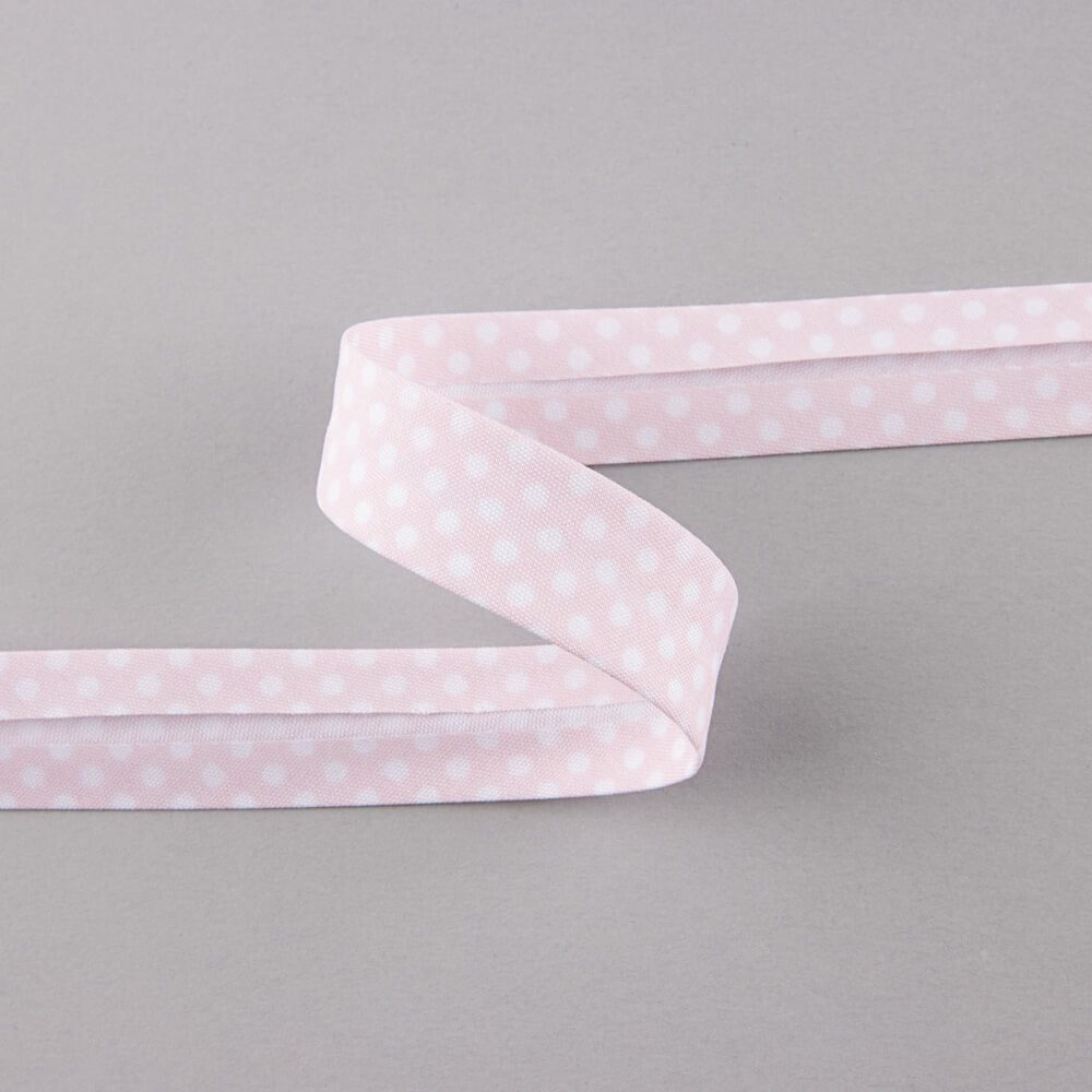 Pink Polka Dot Bias Ribbon 18mm - Ribes y Casals