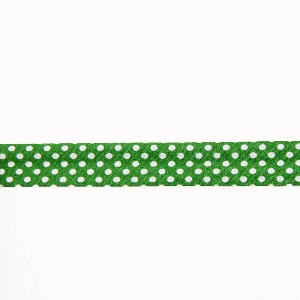 Green Polka Dot Bias Ribbon 18mm - Ribes y Casals
