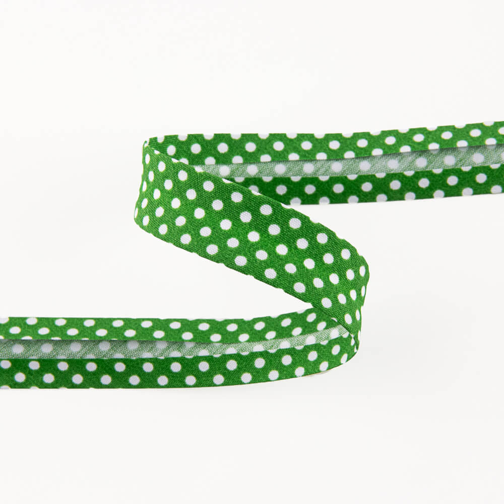 Green Polka Dot Bias Ribbon 18mm - Ribes y Casals