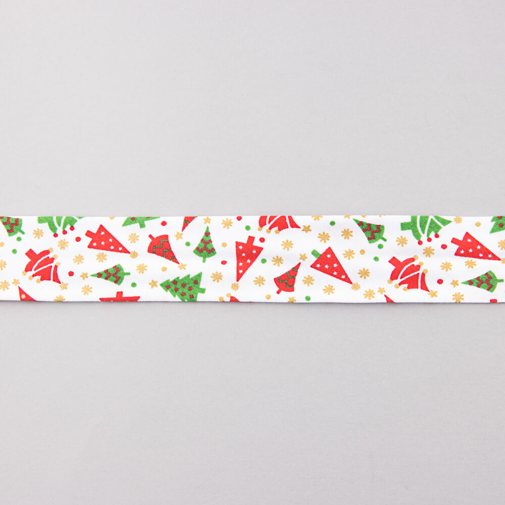 White Christmas Tree Bias Tape 30mm - Ribes y Casals