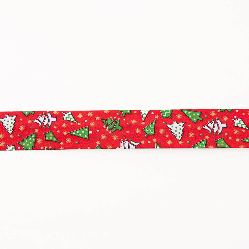Red Christmas Tree Bias Tape 30mm - Ribes y Casals