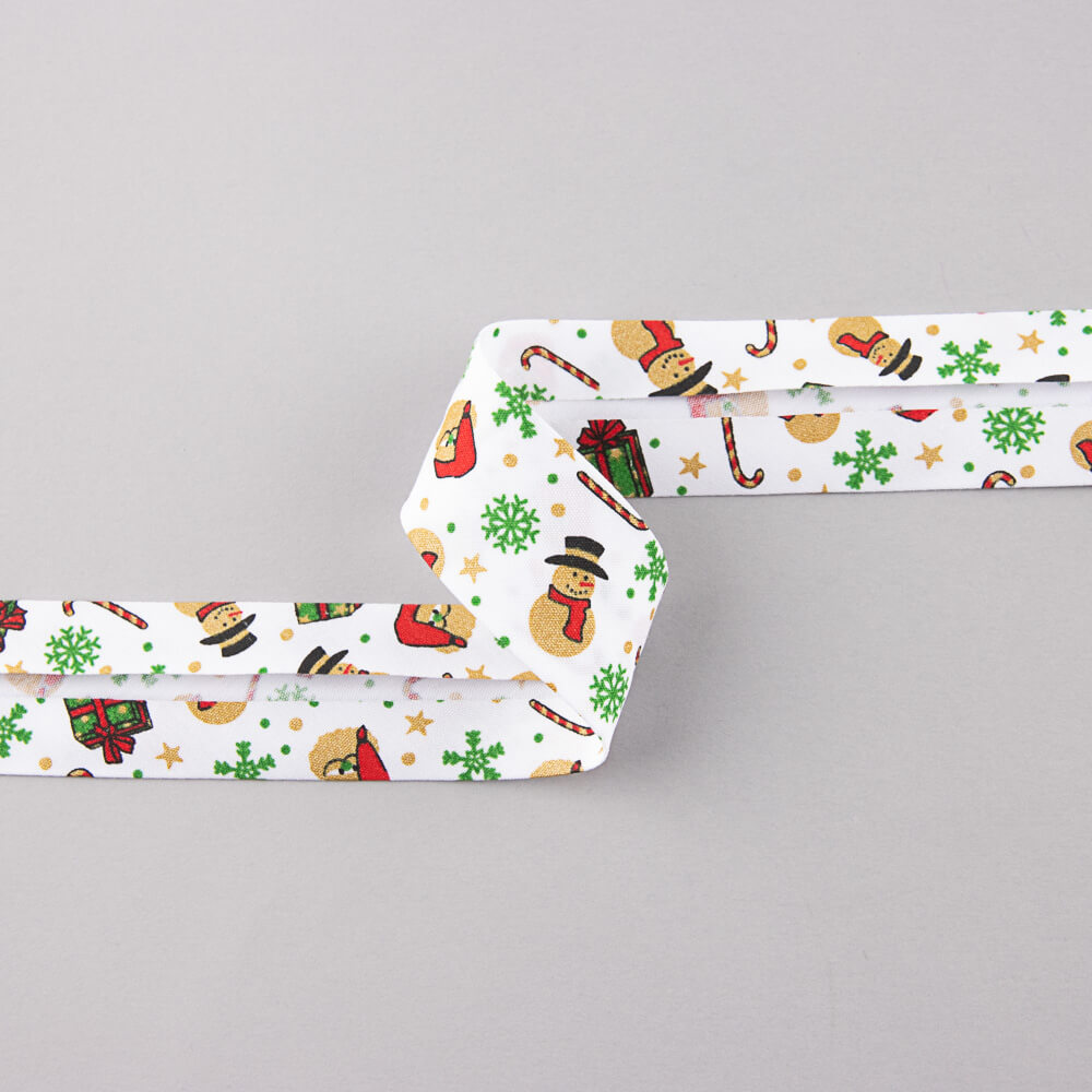 White Christmas Dolls Bias Tape 30mm - Ribes y Casals