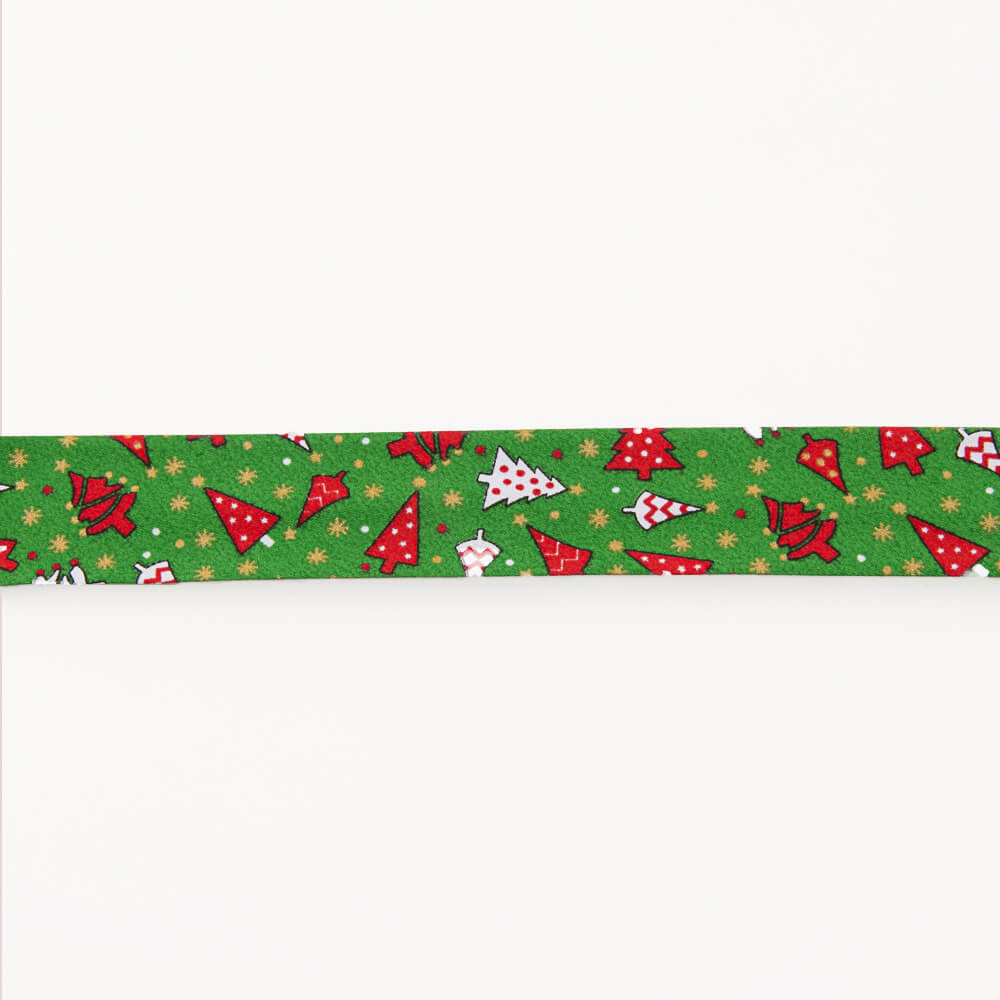Green Christmas Tree Bias Tape 30mm - Ribes y Casals