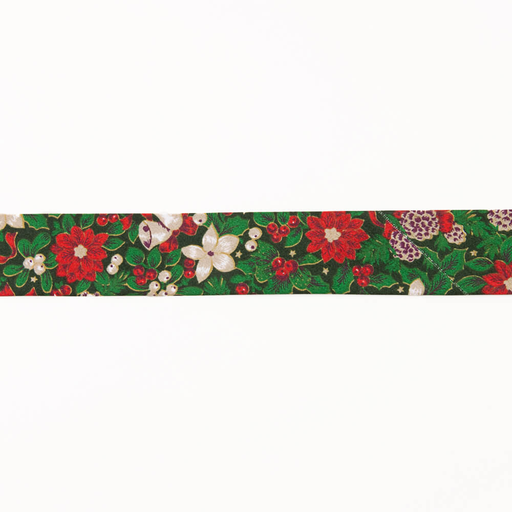 Green Christmas Bias Tape 30mm - Ribes y Casals