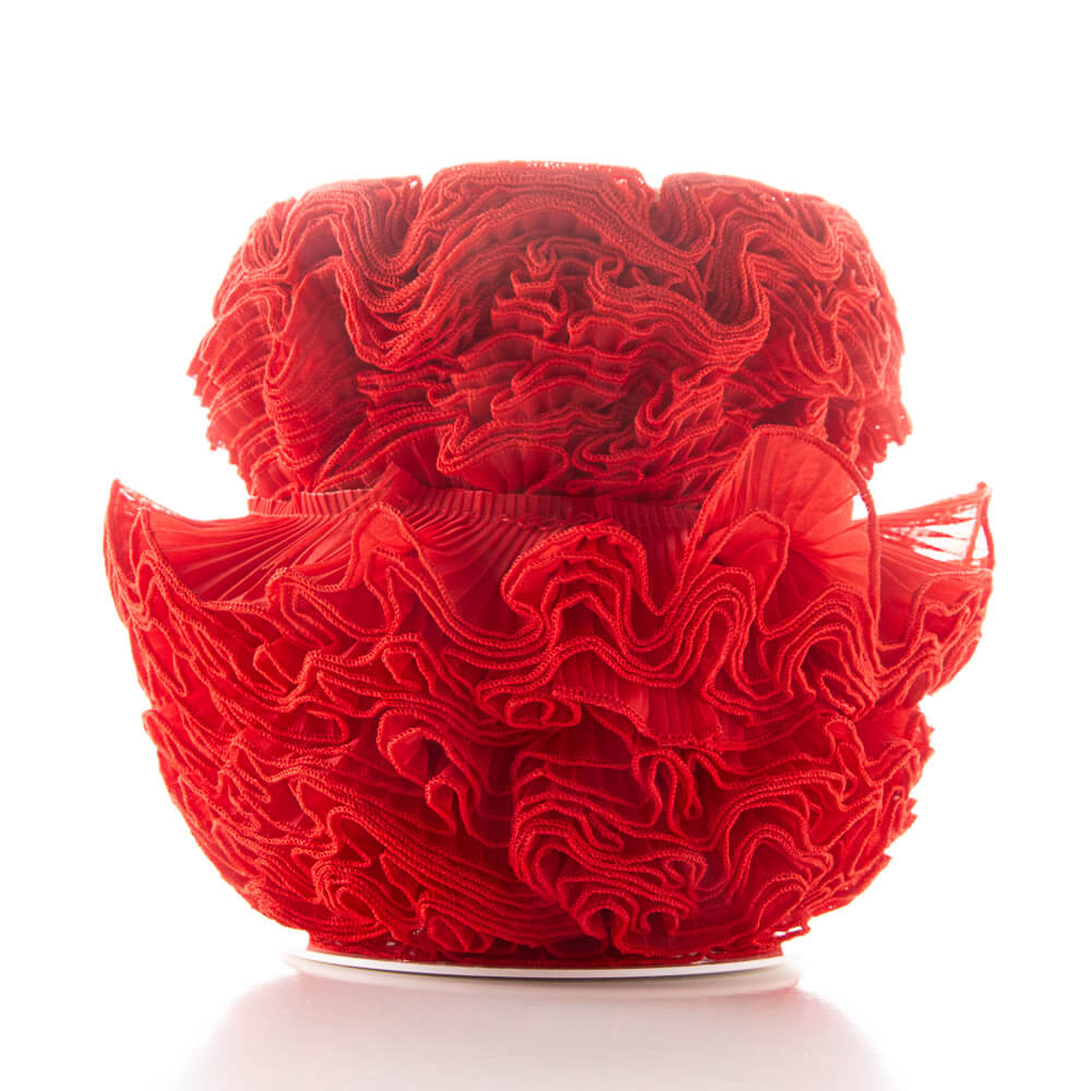 Pleated Ribbon 4.5cm Red - Ribes y Casals