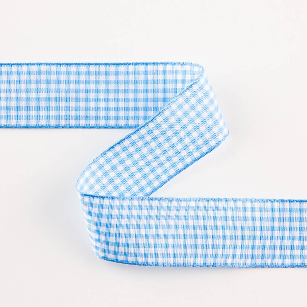 Baby Blue Gingham Ribbon - Ribes y Casals
