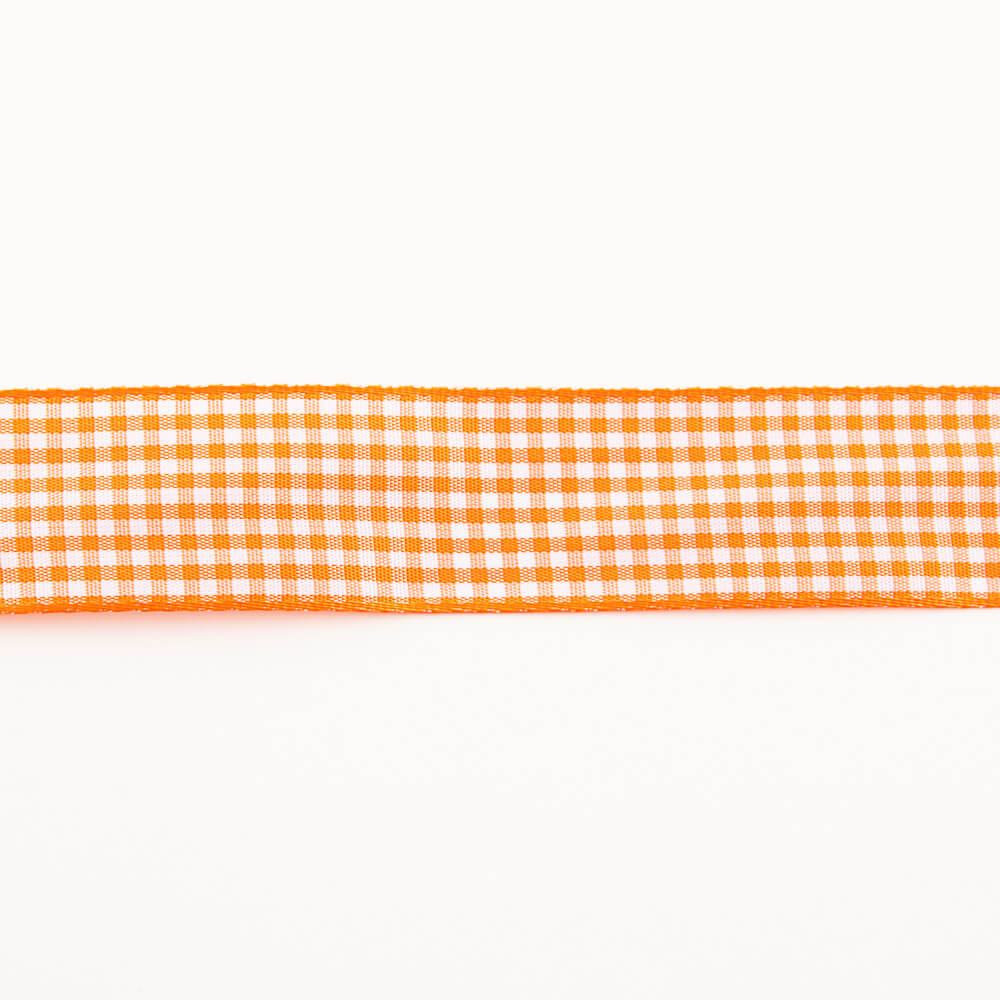 Orange Gingham Ribbon - Ribes y Casals