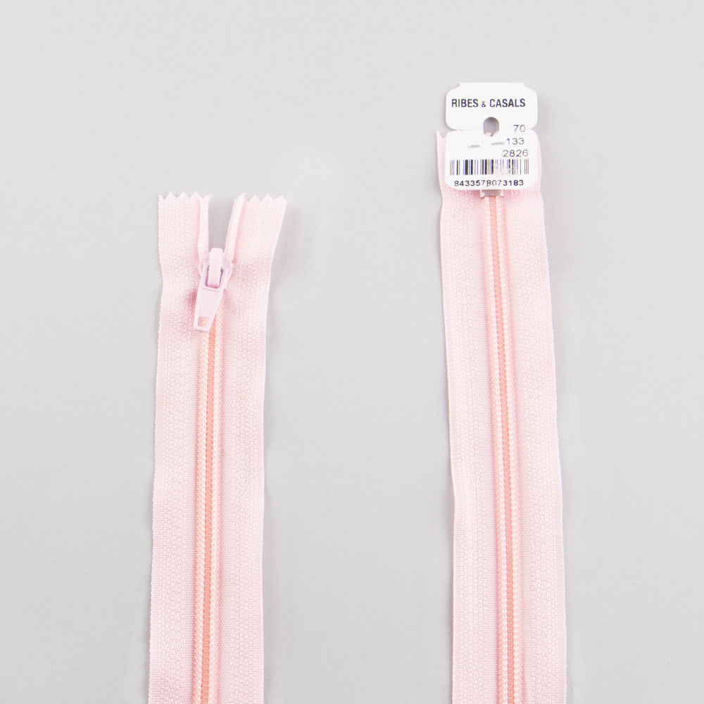 Closed End Nylon Zipper Light Pink Mesh 5 - Ribes y Casals