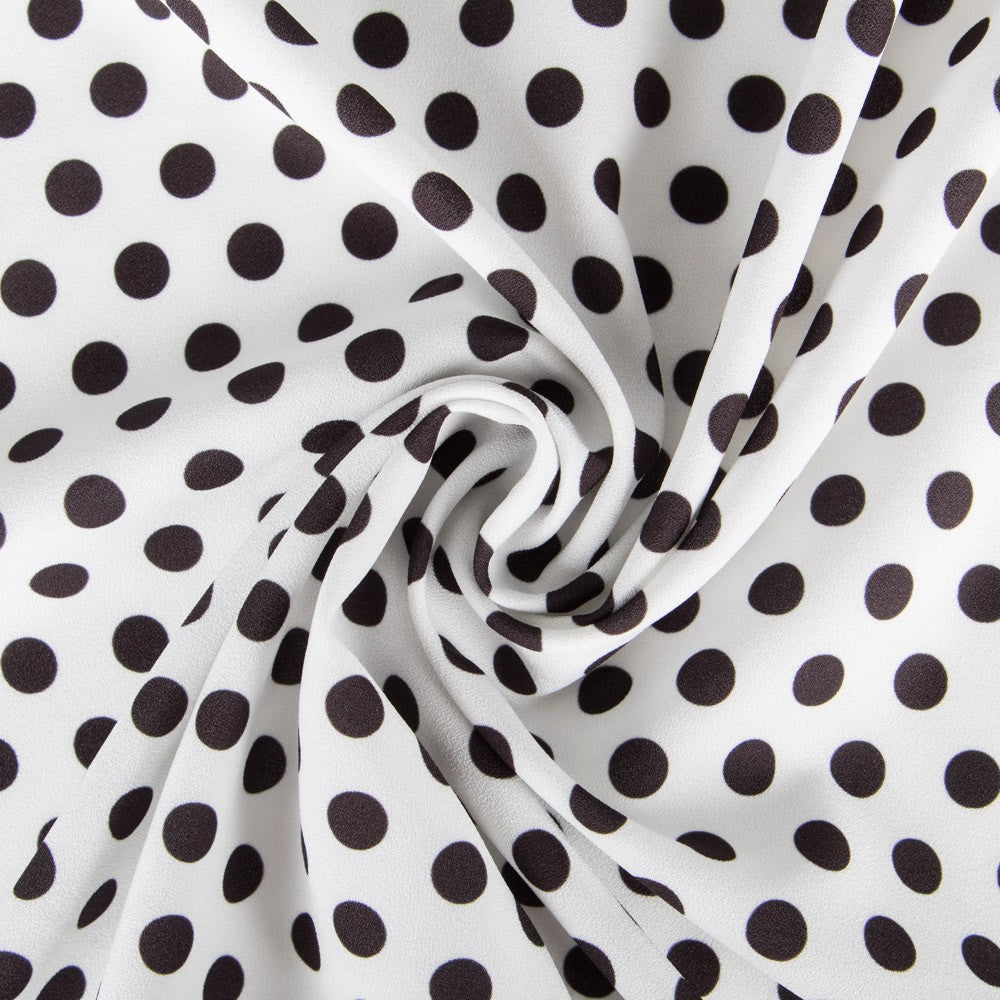 Thick Polka Dots Crepe Fabric White - Ribes y Casals