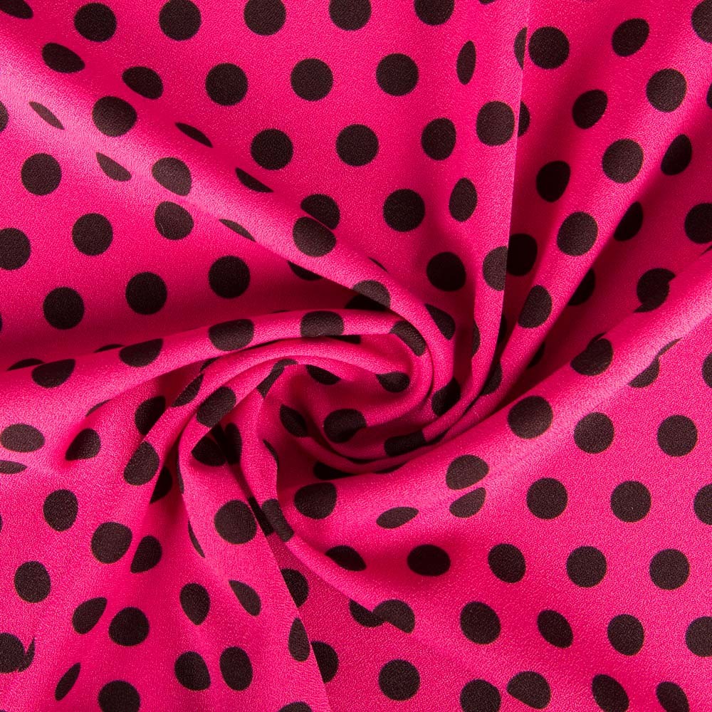 Polka Dots Crepe Fabric Fuschia - Ribes y Casals