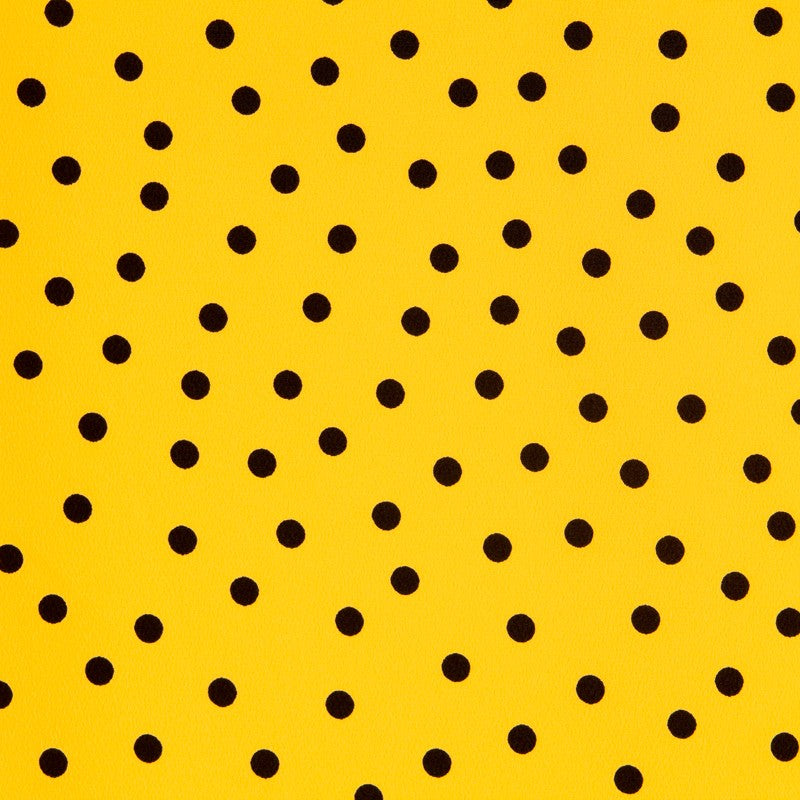 Polka Dots Crepe Yellow 7mm Black - Ribes y Casals