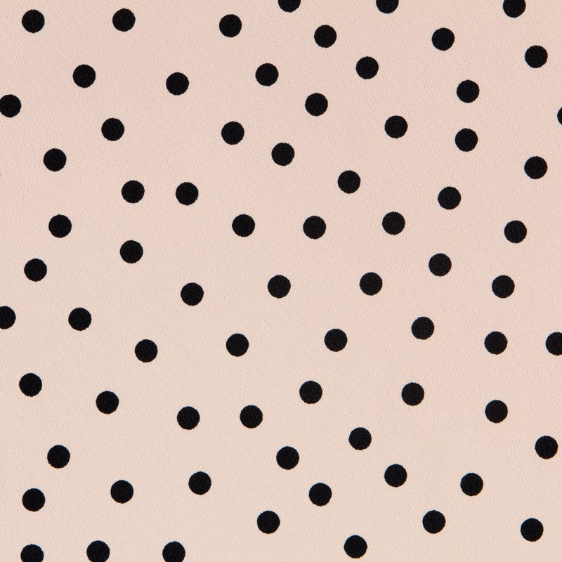 Polka Dots Crepe Beige 7mm Black - Ribes y Casals