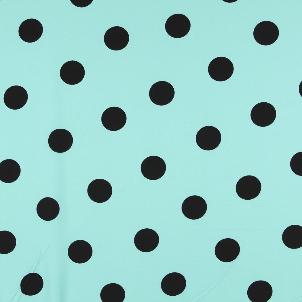Polka Dots Crepe Black 33 mm Turquoise - Ribes y Casals