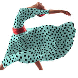 Crepe Black Dots 33mm Aqua - Ribes y Casals
