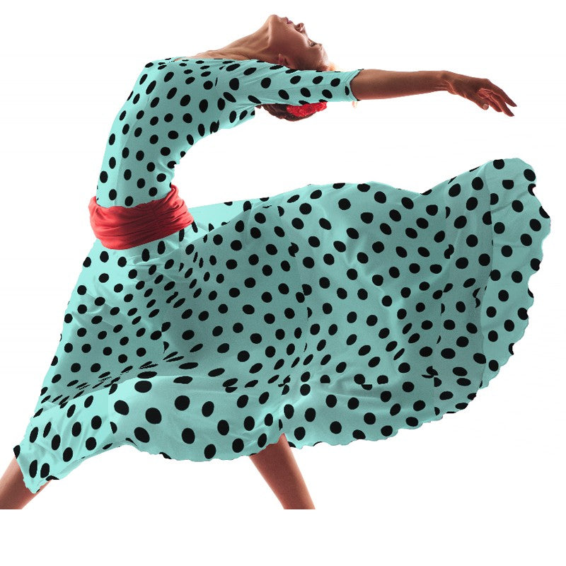 Crepe Black Dots 33mm Aqua - Ribes y Casals