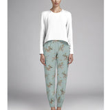 Crepe Oriental Floral Aqua - Ribes y Casals