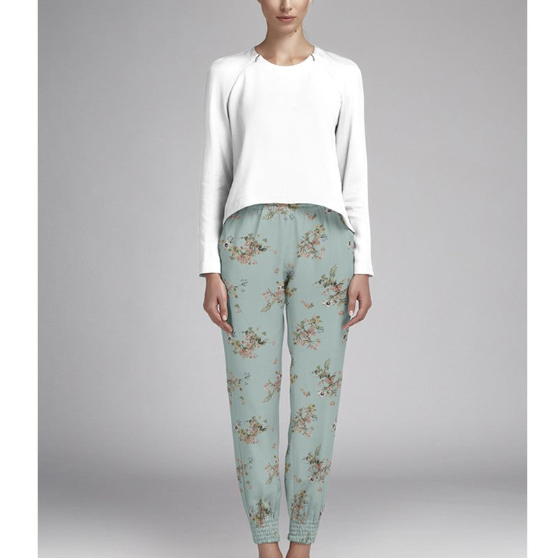 Crepe Oriental Floral Aqua - Ribes y Casals