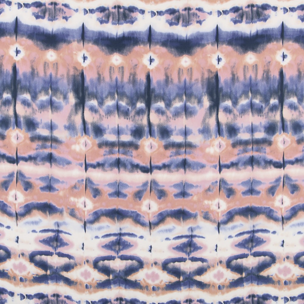 Blue Ethnic Tie Dye Crepe - Ribes y Casals