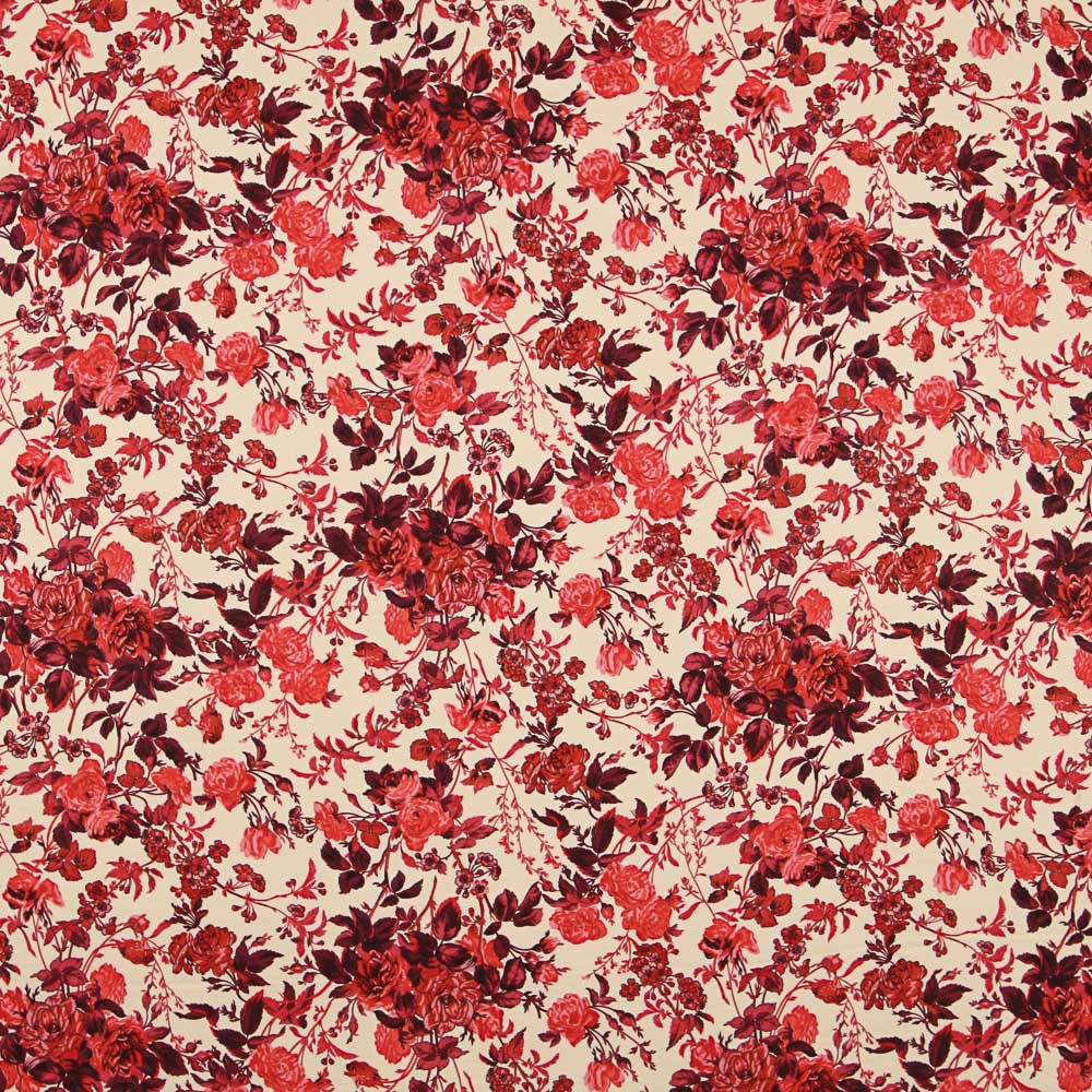 Red Flowers Viscose Crepe - Ribes y Casals