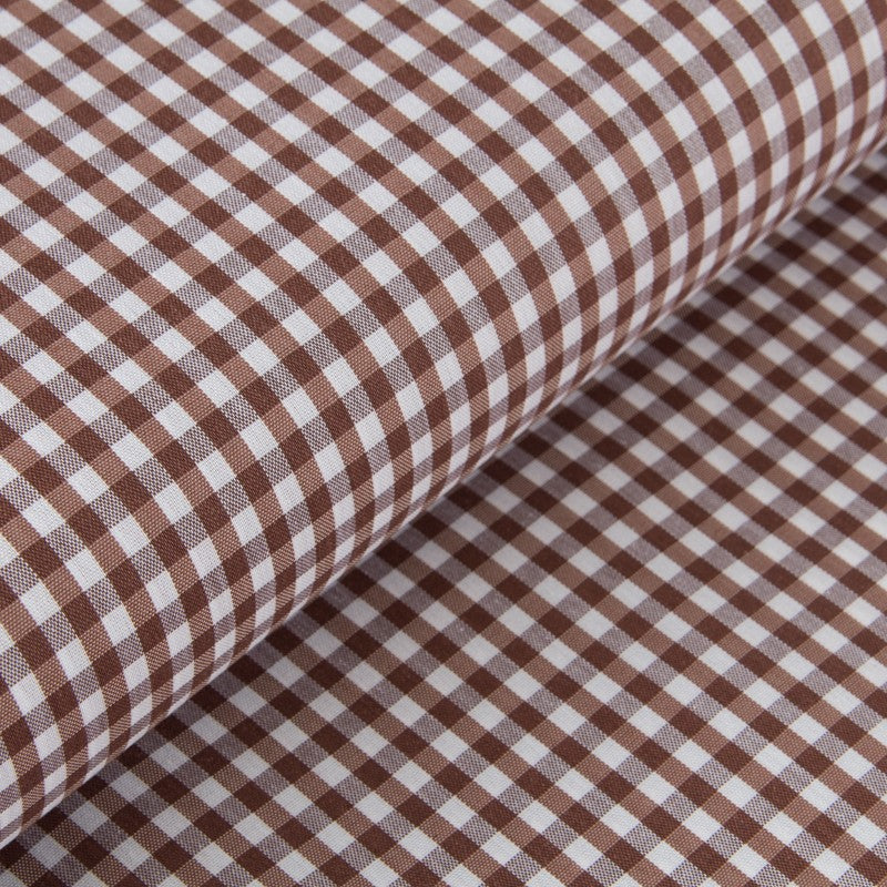 Gingham Check Fabric Brown 7mm - Ribes y Casals