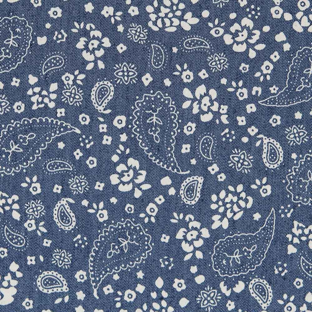 Dark Blue Flowers Cashmere Denim - Ribes y Casals