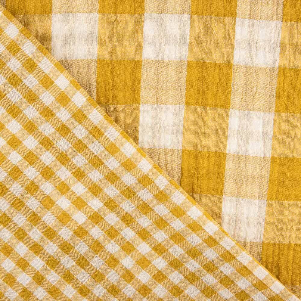 Dark Yellow Reversible Vichy Double Gauze - Ribes y Casals