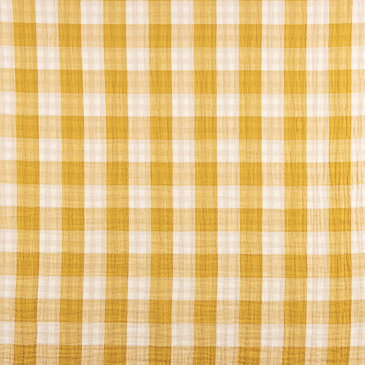 Reversible Ochre Gingham Double Gauze Remnant - Various sizes x 150cm wide - Ribes y Casals