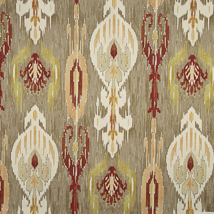 Oriental Print Linen Fabric Cotton Canvas, Taupe - Ribes y Casals
