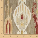 Oriental Print Linen Fabric Cotton Canvas, Taupe - Ribes y Casals