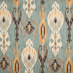 Greenish-Blue Oriental Ikat Cotton Canvas with Linen Fabric Effect - Ribes y Casals