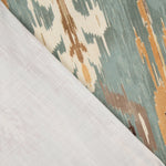 Greenish-Blue Oriental Ikat Cotton Canvas with Linen Fabric Effect - Ribes y Casals