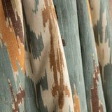 Greenish-Blue Oriental Ikat Cotton Canvas with Linen Fabric Effect - Ribes y Casals