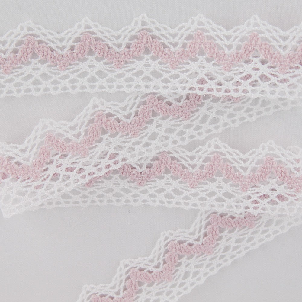 Lace Trimmings White y Pink 20mm - Ribes y Casals